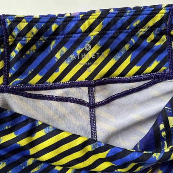 Athleta Capri Crop Lightweight Blue Yellow Leggings Size‎ S - Picture 2 of 12